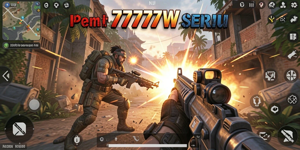 Tangkapan layar permainan 7777W menampilkan aksi seru dalam TPS.