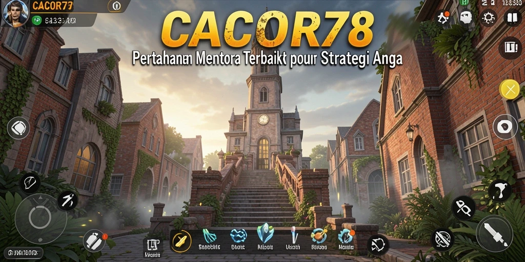 Screenshot gameplay Tower Defense di CACOR78 menunjukkan penempatan menara strategis.