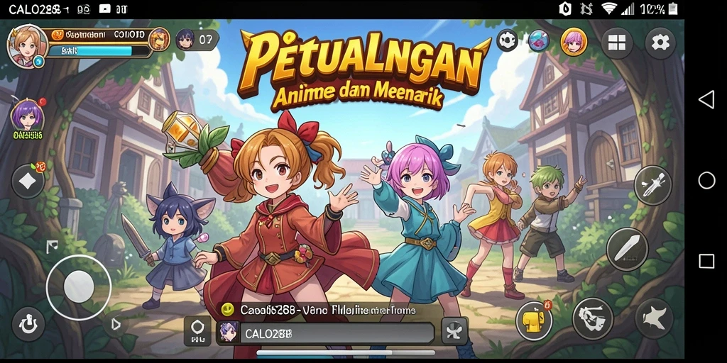 Tampilan gameplay yang menakjubkan dengan karakter anime yang mendetail.