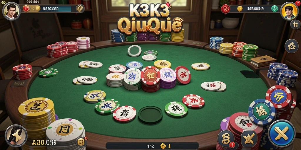 Screenshot gameplay K3K3 yang menampilkan aksi seru permainan QiuQiu.