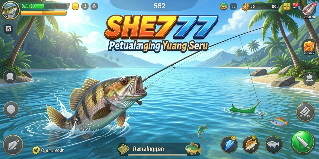 Tampilan gameplay SHE777 yang menarik saat menangkap ikan.