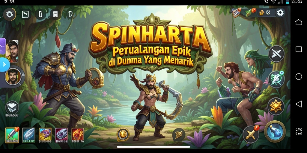 Tangkapan layar gameplay SPINHARTA yang menunjukkan aksi seru.