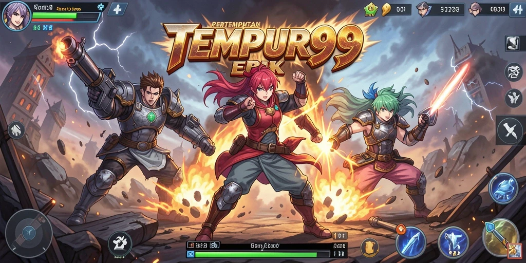 Tampilan gameplay seru dalam TEMPUR99 dengan karakter Anime.