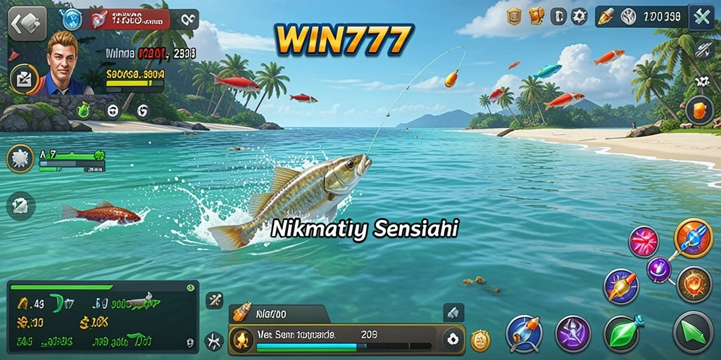 Tampilan gameplay WIN777 yang menarik saat memancing ikan.
