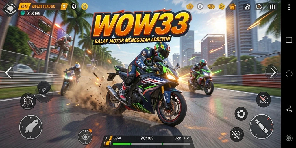 Tampilan gameplay WOW33 yang seru dan mendebarkan saat balapan.