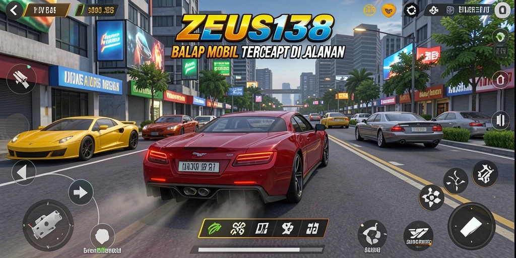 Tangkapan layar utama ZEUS138 menampilkan intensitas balapan mobil.